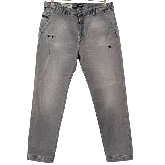 Diesel Men's Combat RR55 Jeans Gray Sz 33x28.5 Distressed Tapered Straight Leg - Picture 1 of 16
